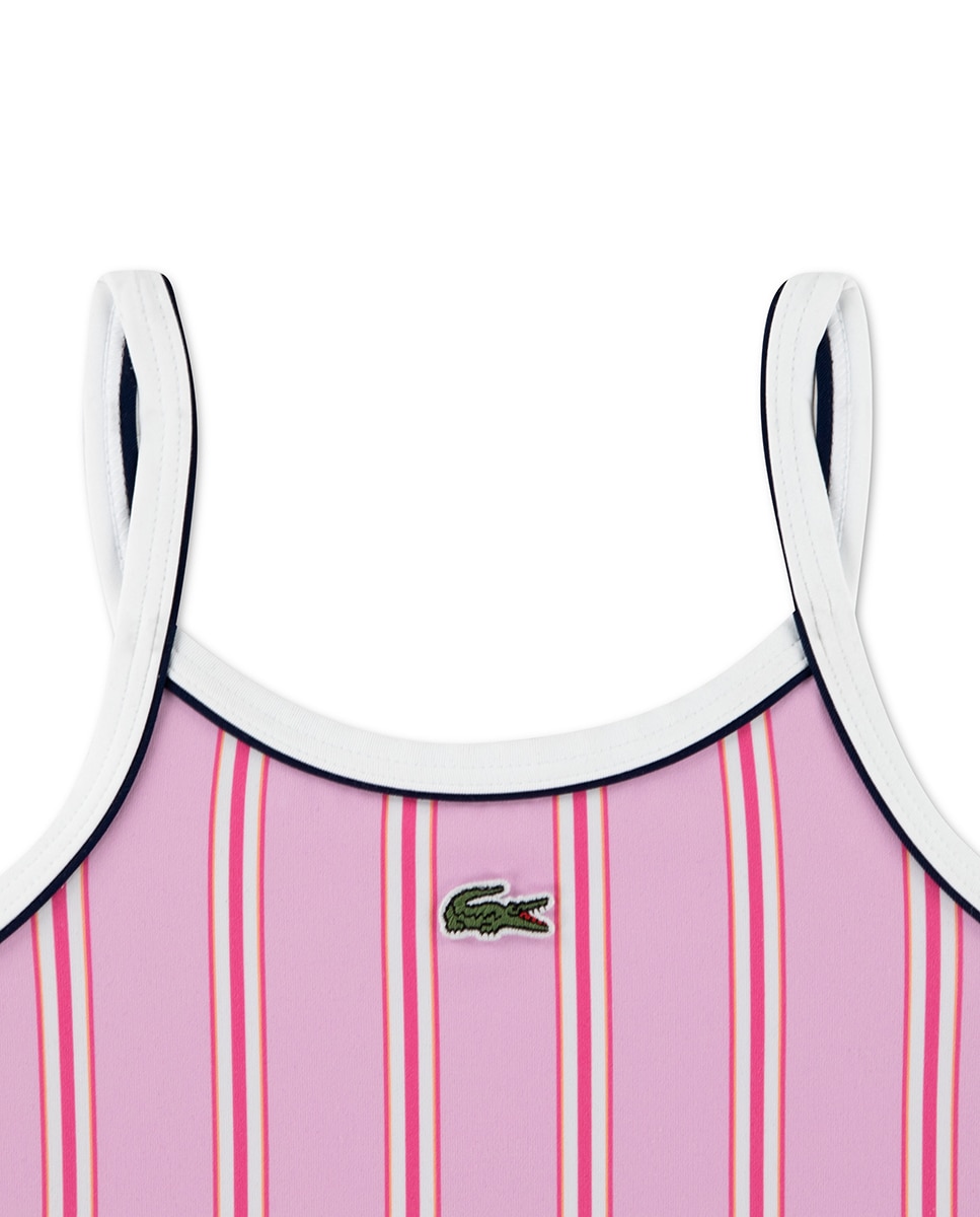 Fato de Banho com Debruado em Contraste Lacoste Rosa-3