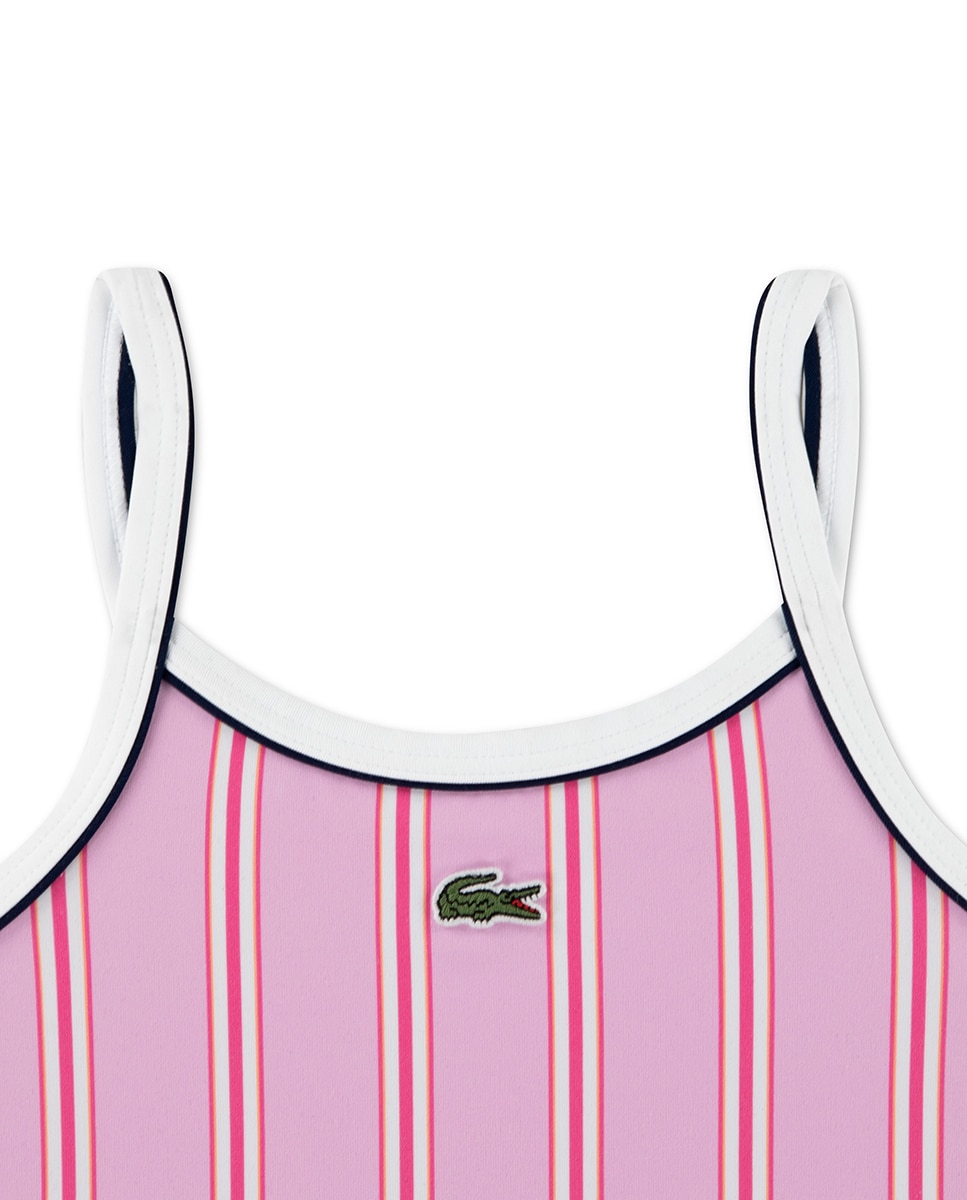 Fato de Banho com Debruado em Contraste Lacoste Rosa-3