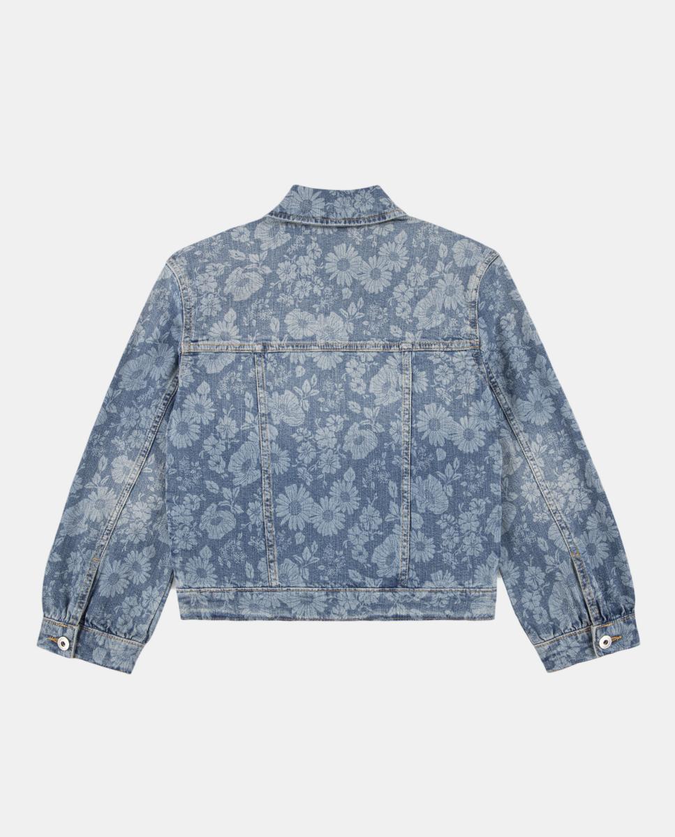 Casaco de Ganga Extra Grande com Estampado Floral Abercrombie Kids Azul-3