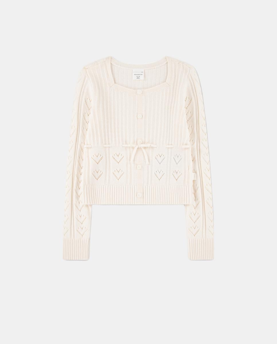 Camisola Babydoll com Pontada de Coração Abercrombie Kids Creme-4