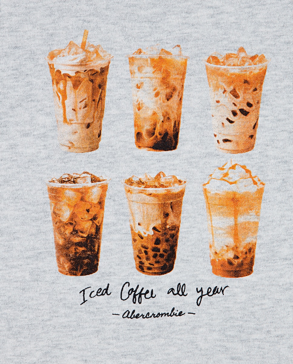 T-shirt Clássica de Café Gelado Abercrombie Kids Cinzento-3