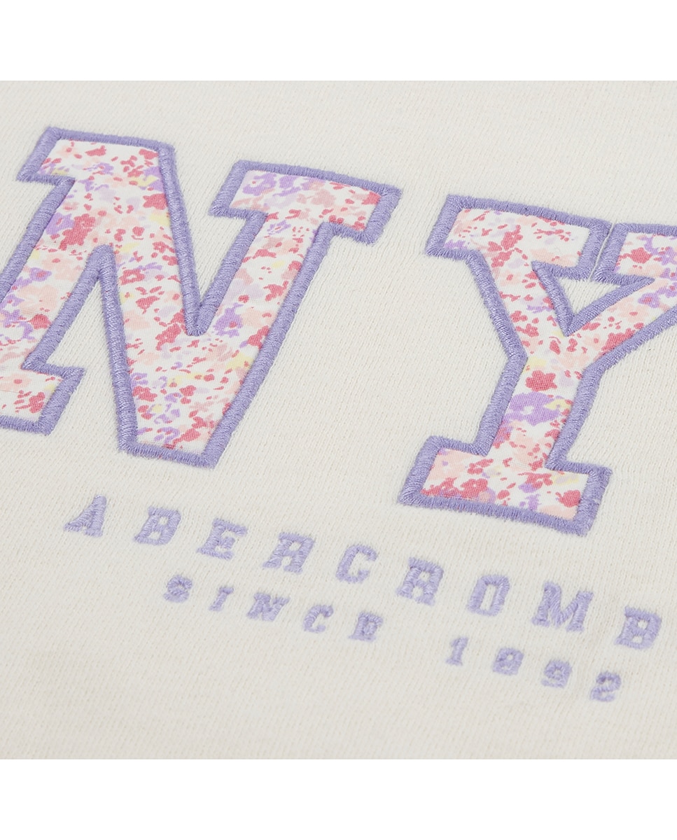Sweatshirt com Estampado Floral Abercrombie Kids Creme-3