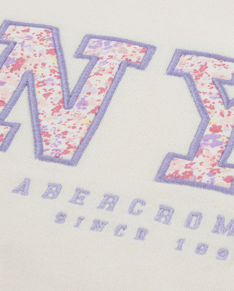 Sweatshirt com Estampado Floral Abercrombie Kids Creme-4
