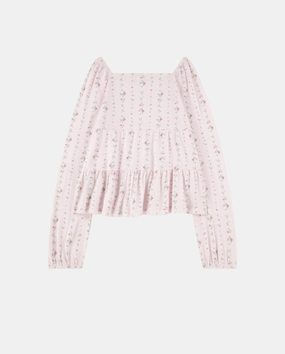 Top Babydoll Escalonado Abercrombie Kids Rosa-2