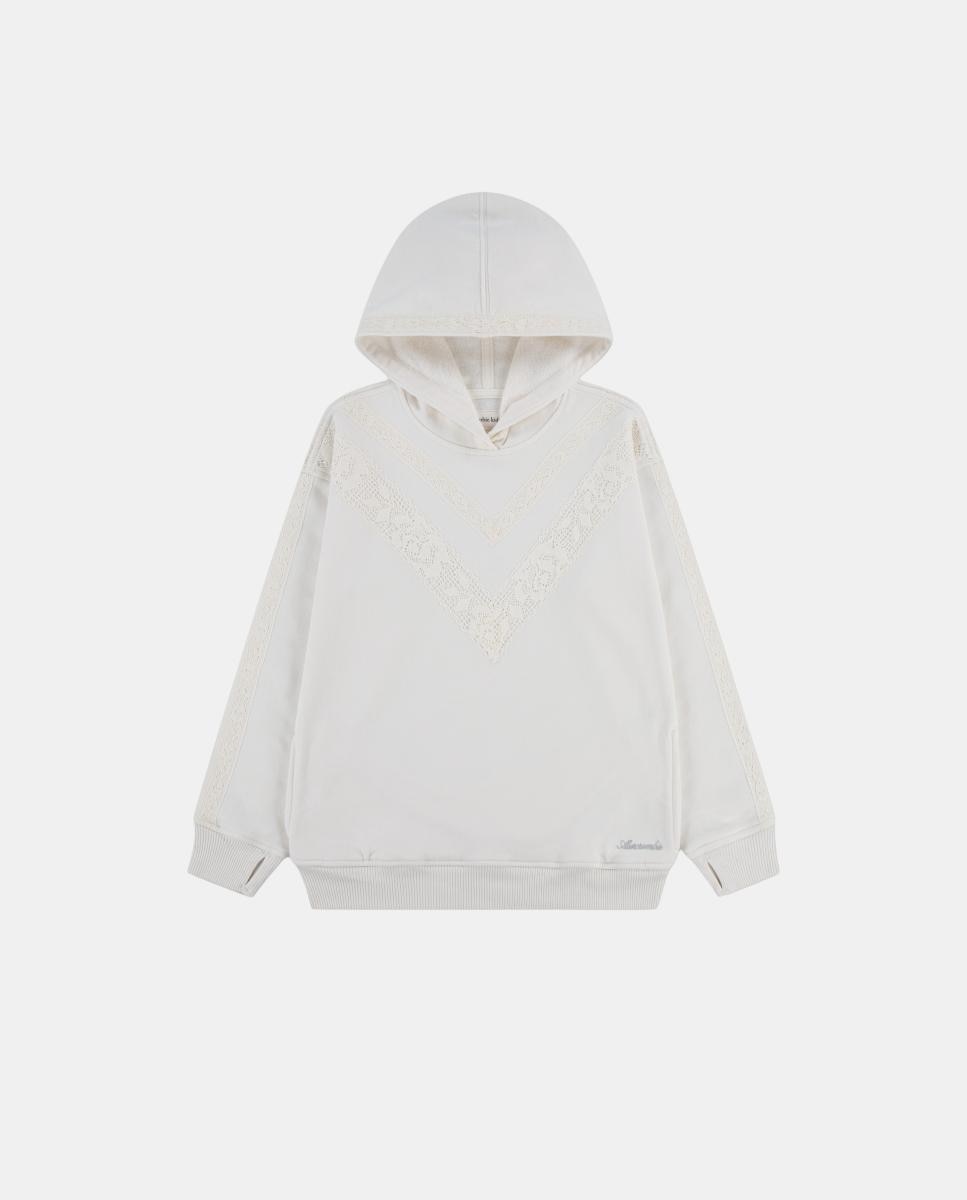 Imagem 0 de Sweatshirt de Criança com Capuz com Debruado de Renda