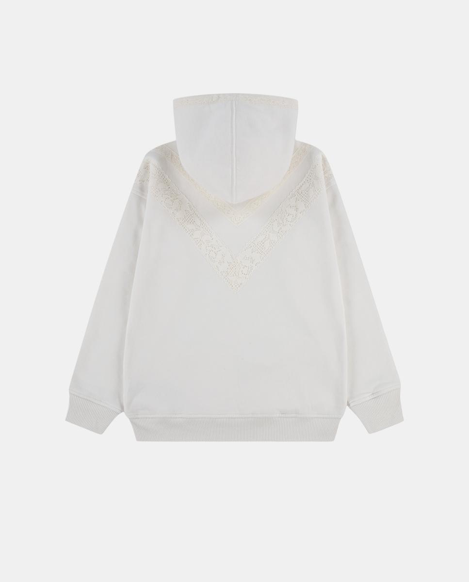 Sweatshirt de Criança com Capuz com Debruado de Renda Cinzento-2