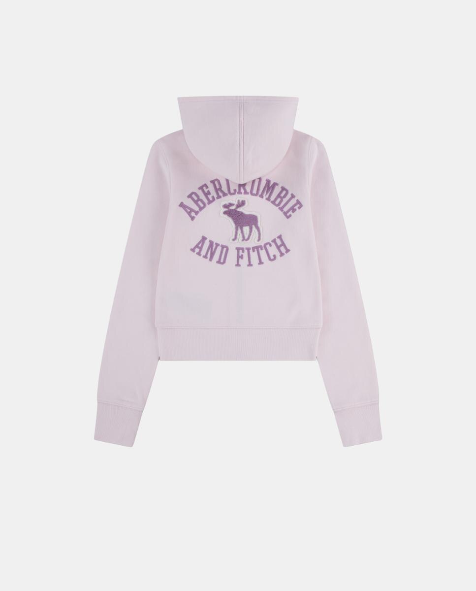 Sweatshirt de Criança com Capuz e Fecho de Correr Completo com Estampado Gráfico Abercrombie Kids Rosa-2