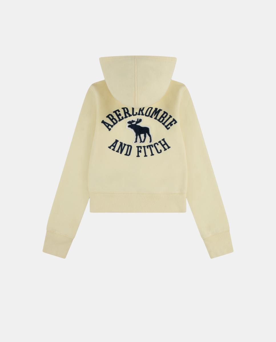 Sweatshirt de Criança com Capuz e Fecho de Correr Completo com Estampado Gráfico Abercrombie Kids Amarelo-2