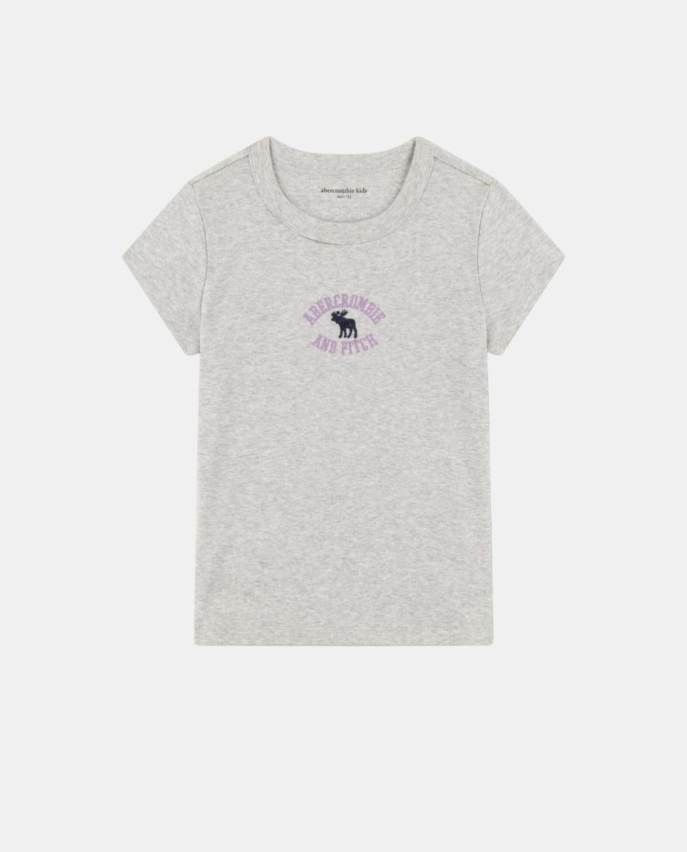 Camiseta para bebé con estampado Y2K Core Script de Abercrombie Kids - Gris Gris-1