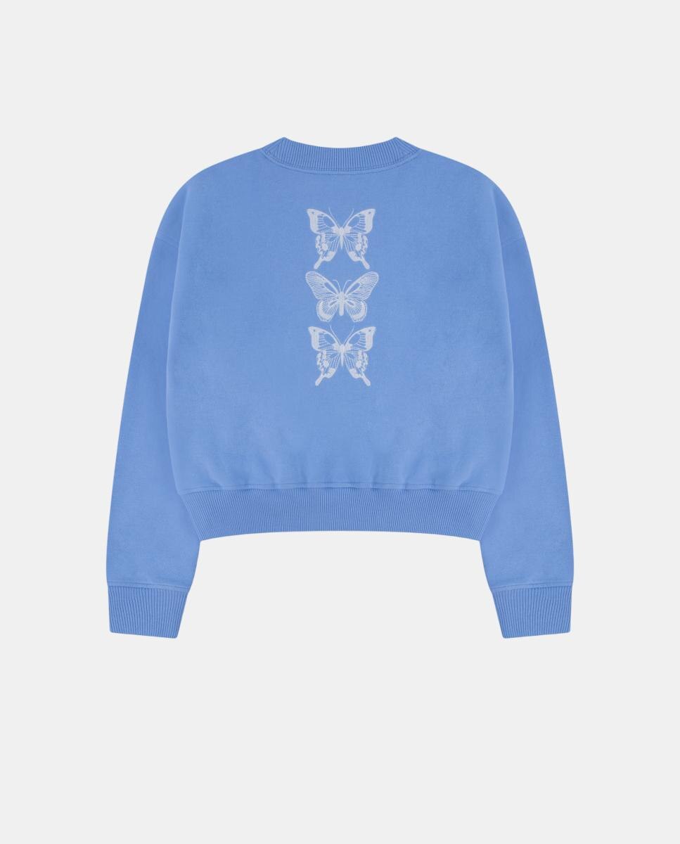 Sweatshirt de Gola Redonda e Borboletas para Criança Abercrombie Kids Azul-2