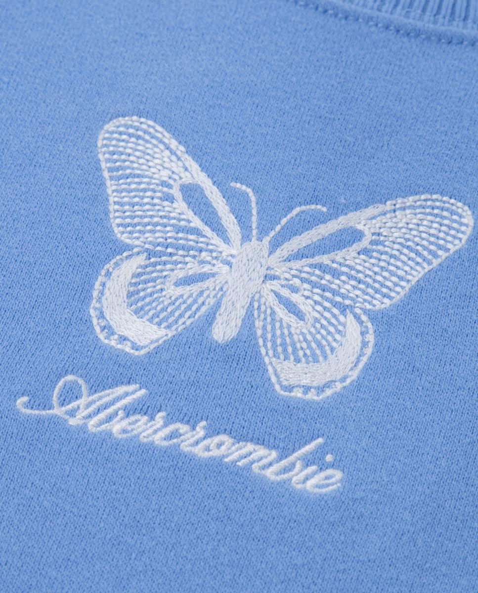 Sweatshirt de Gola Redonda e Borboletas para Criança Abercrombie Kids Azul-3