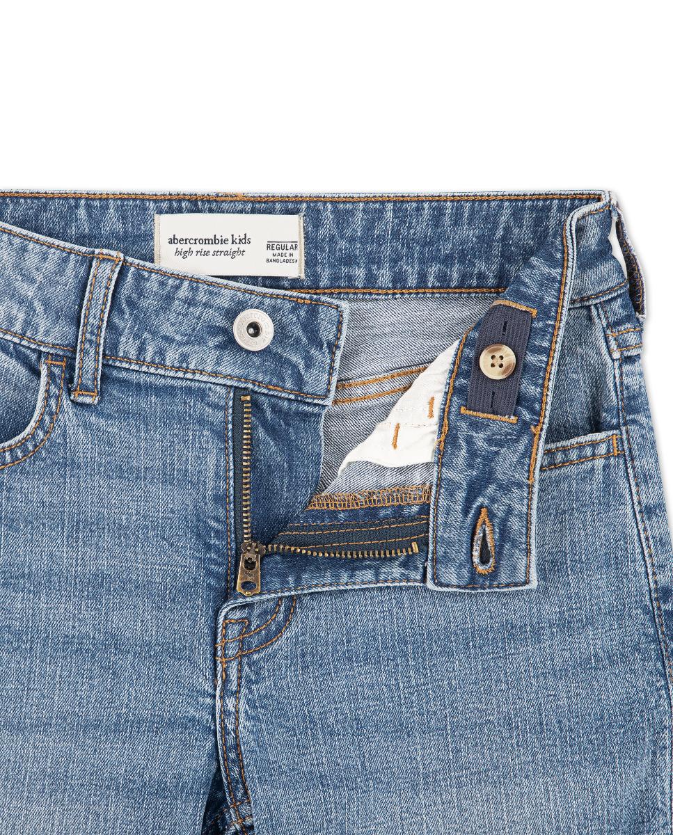 Vaqueros rectos de tiro alto de los años 90 de Abercrombie Kids - Azul Azul-3