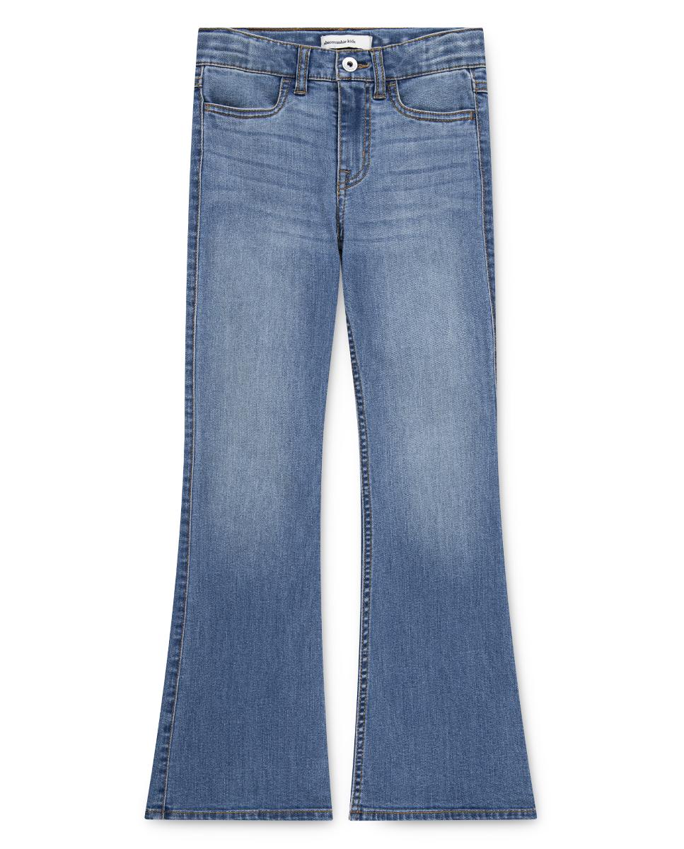 Vaqueros acampanados de tiro alto para niñas de Abercrombie - Abercrombie Kids - Azul Azul-1