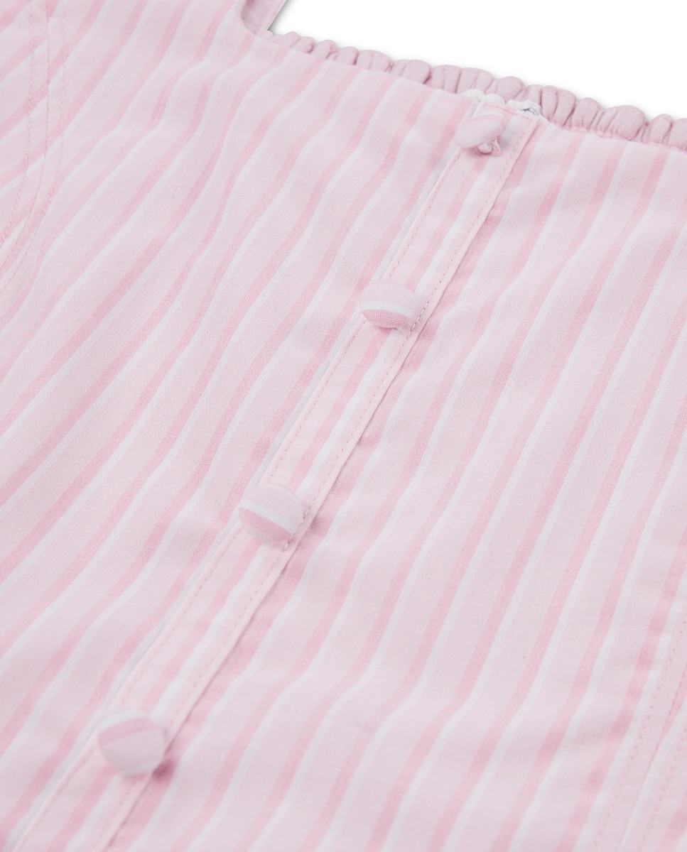 Vestido Mini com Botões Falsos Rosa-3
