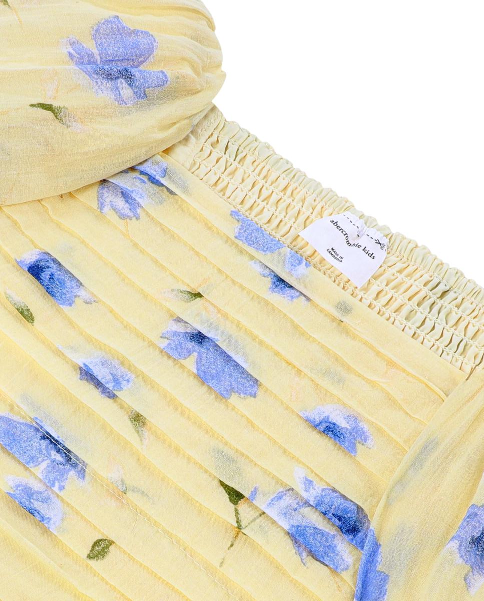 Vestido de Chiffon com Mangas em Balão Emerson Abercrombie Kids Amarelo-3