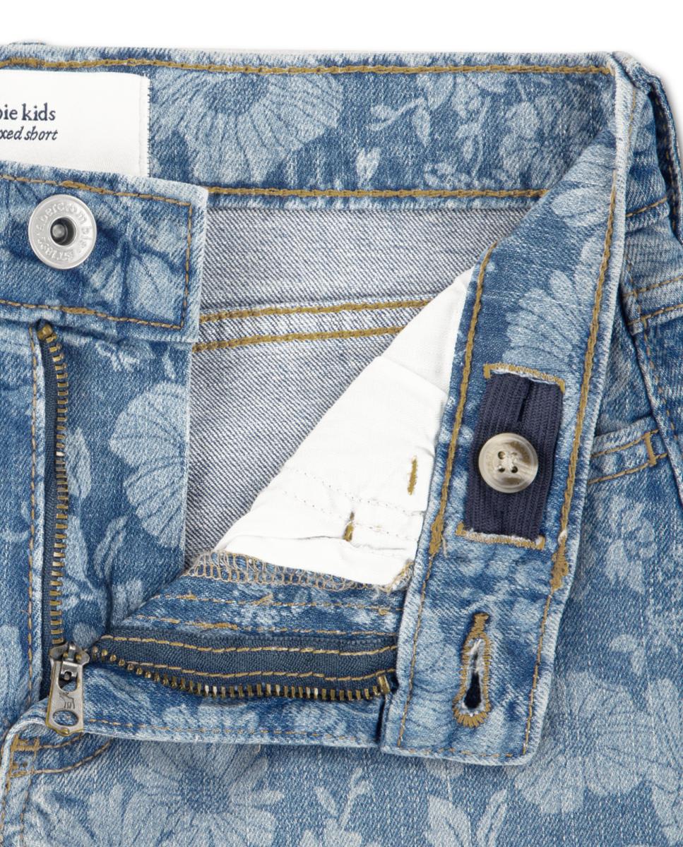 Calções de Ganga Folgados de Criança com Estampado Floral Azul-3