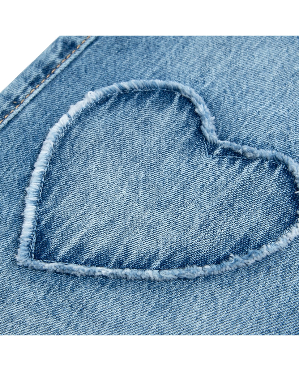 Jeans Folgadas de Cintura Baixa com Corações Abercrombie Kids Azul-6