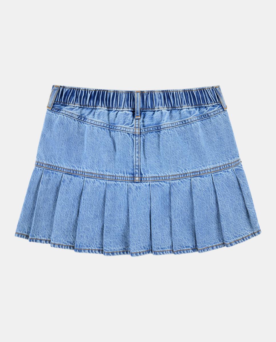 Minissaia Plissada com Cintura Baixa de Criança Abercrombie Kids Azul-2