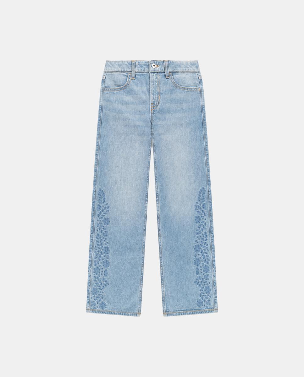 Imagem 0 de Jeans de Perna Larga de Criança com Bordados