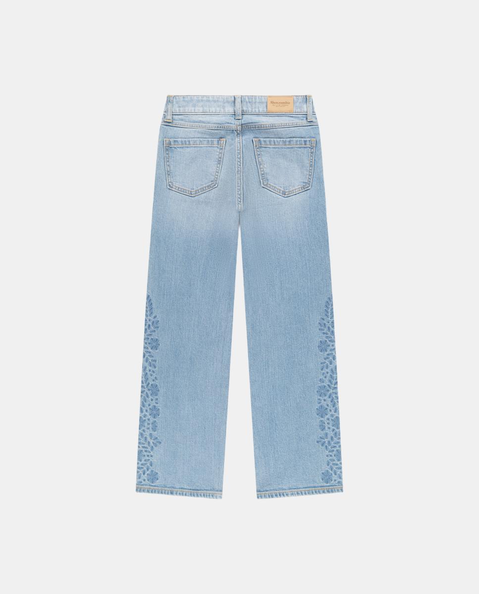 Jeans de Perna Larga de Criança com Bordados Abercrombie Kids Azul-2