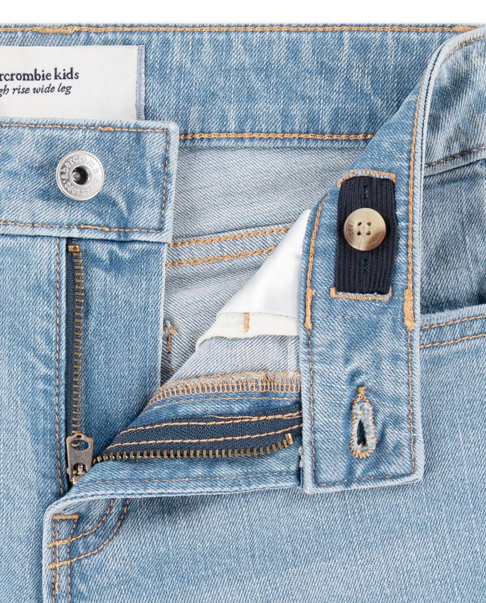 Jeans de Perna Larga de Criança com Bordados Abercrombie Kids Azul-3
