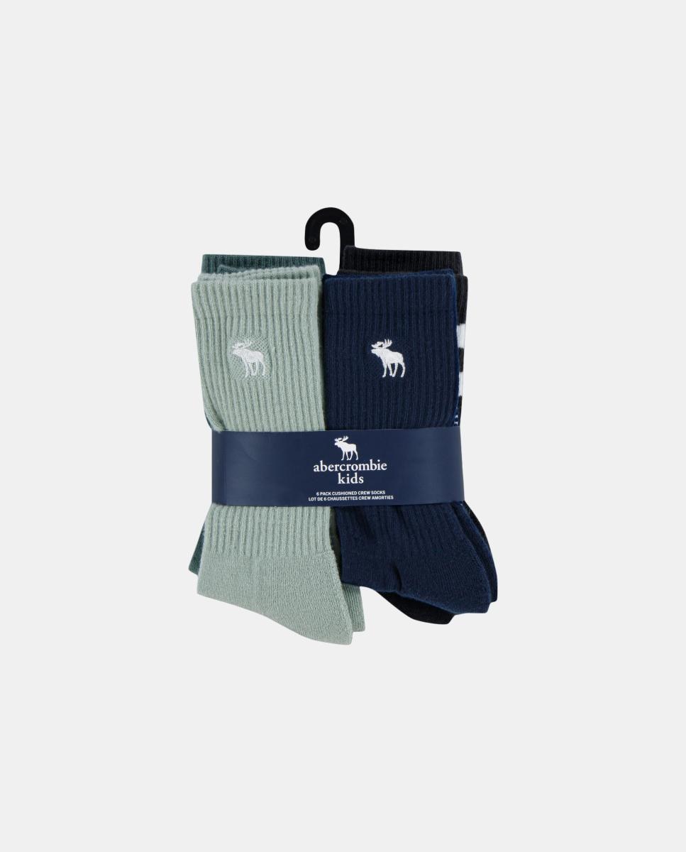 Meias Desportivas às Riscas Core Kids (Pack de 6 Pares) Abercrombie Kids Cinzento-2