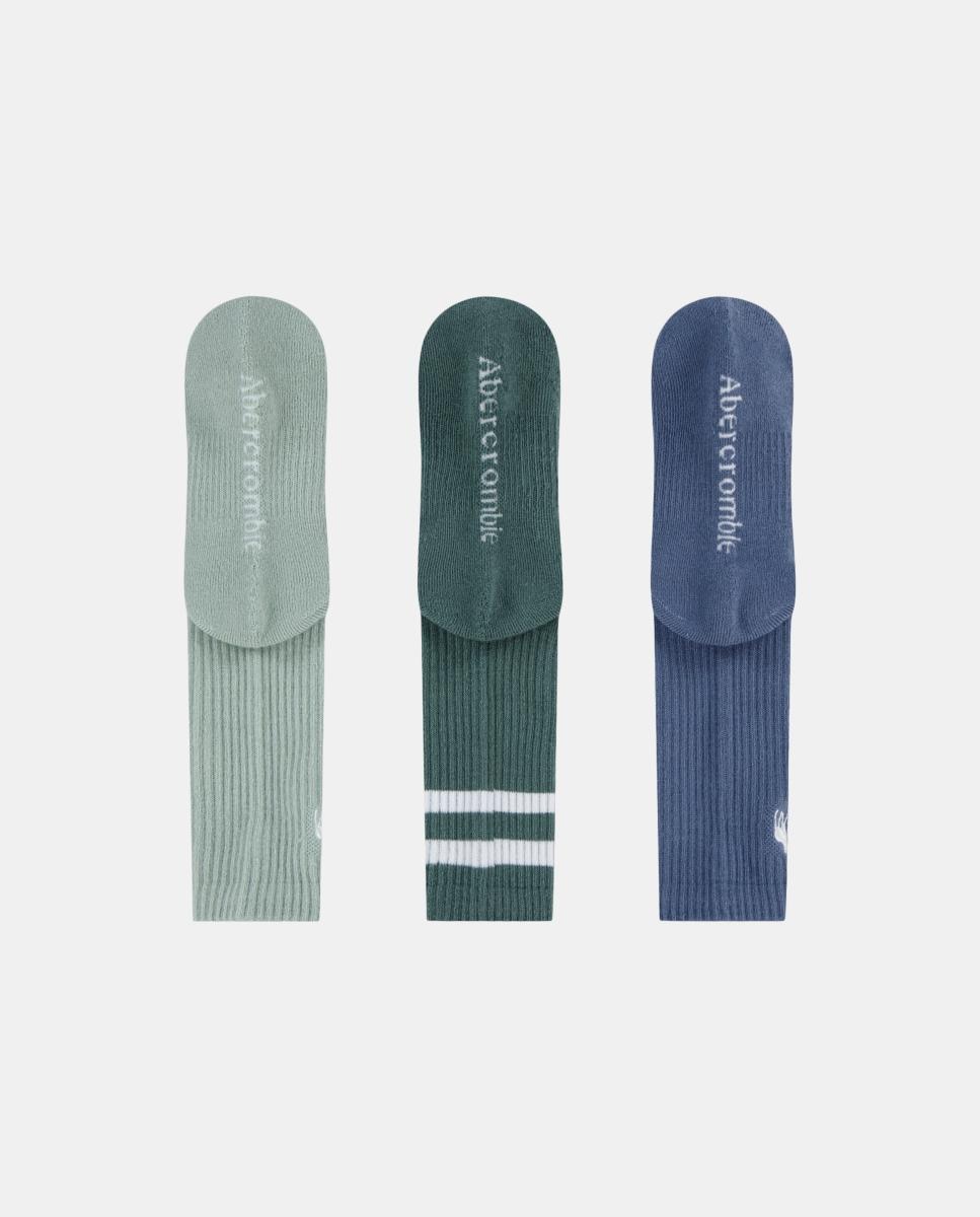 Meias Desportivas às Riscas Core Kids (Pack de 6 Pares) Abercrombie Kids Cinzento-3