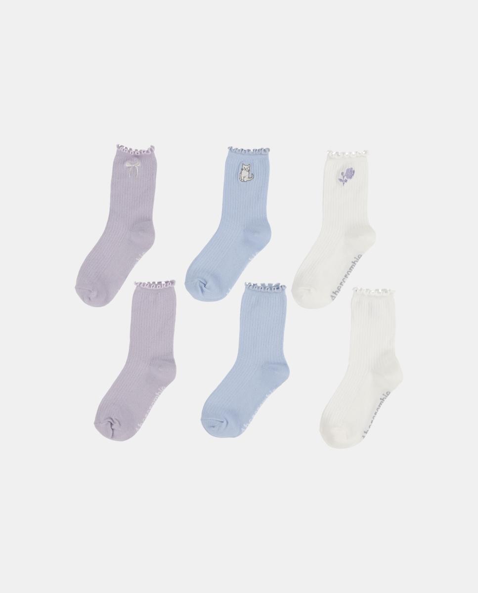 Imagen 0 de Calcetines de media caña con ribete de lechuga de Abercrombie Kids (paquete de 3)