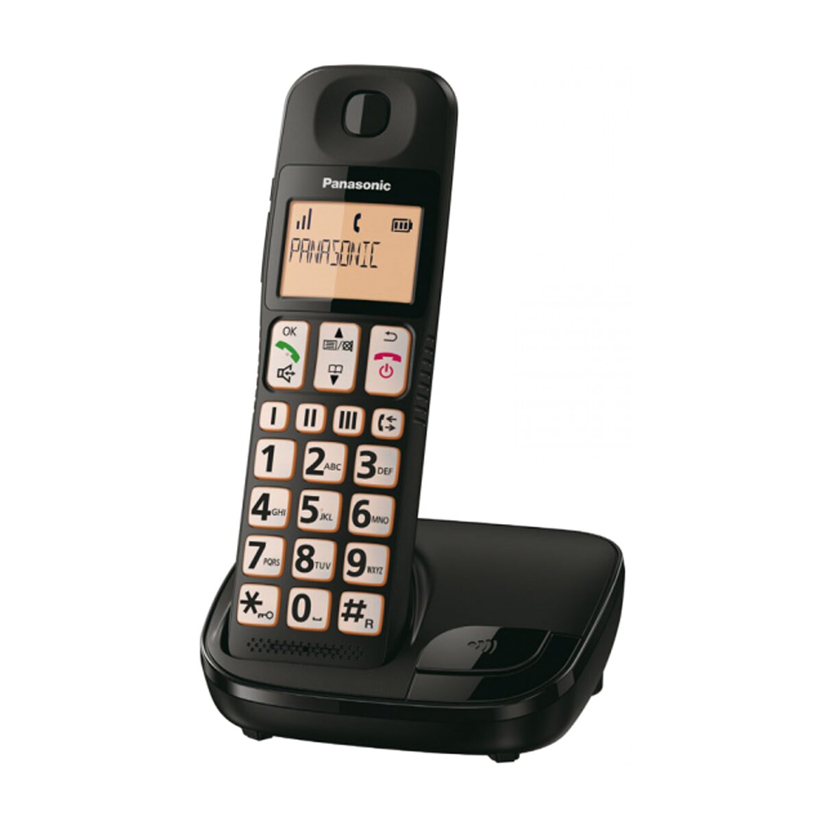 Teléfono inalámbrico Panasonic KX-TGE310SPB negro DECT para personas mayores 1