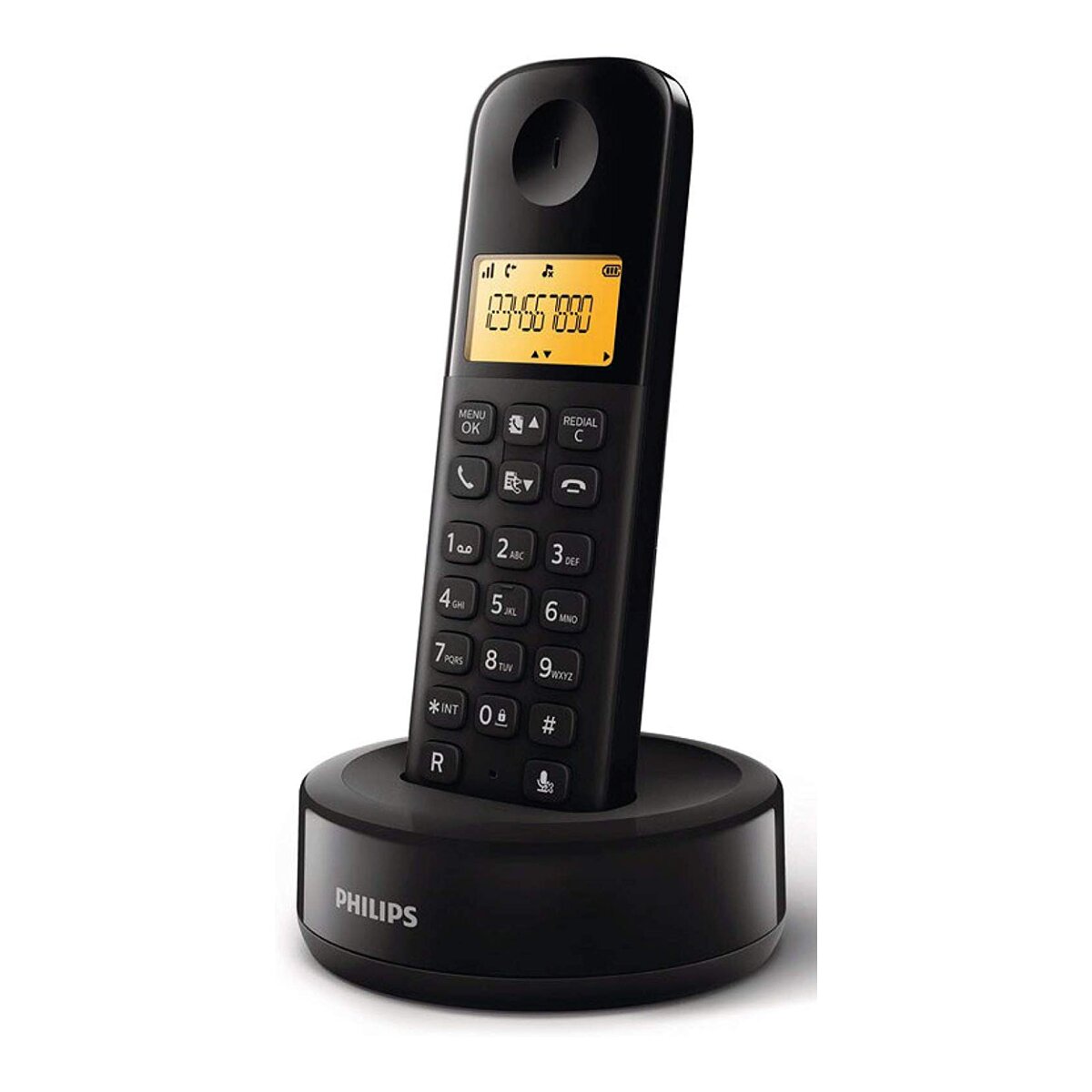 Teléfono inalámbrico single Philips D1601B Dect negro Negro-1