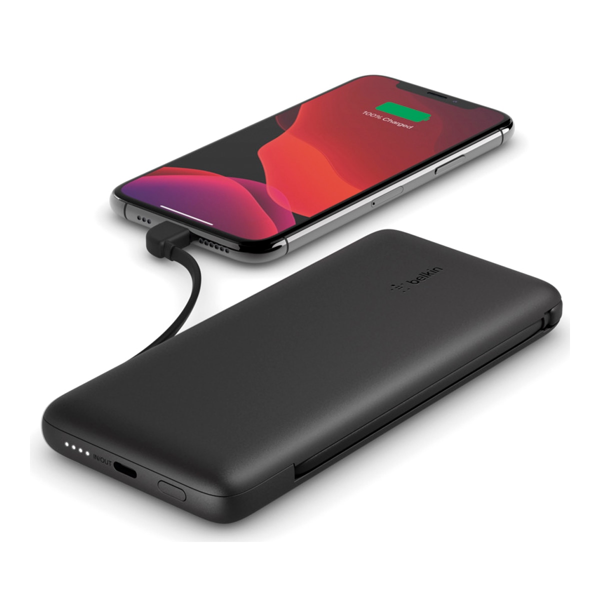 Power Bank Belkin USB-C - Lightning 10K con cables integrados Negro-2