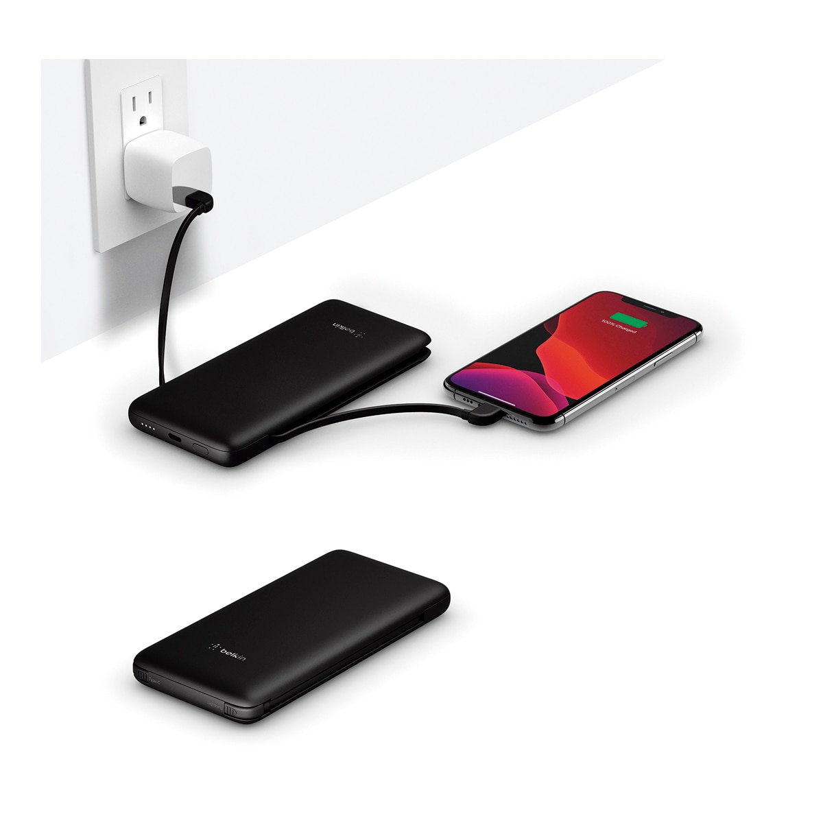 Power Bank Belkin USB-C - Lightning 10K con cables integrados Negro-6