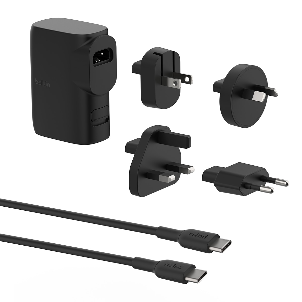 Cargador de pared Belkin híbrido de 25 W con batería externa 5K y kit de adaptadores para viajar Negro-3