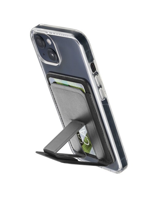 Tarjetero magnético Cellular Line Pocket Stand Mag compatible con MagSafe negro Negro-3