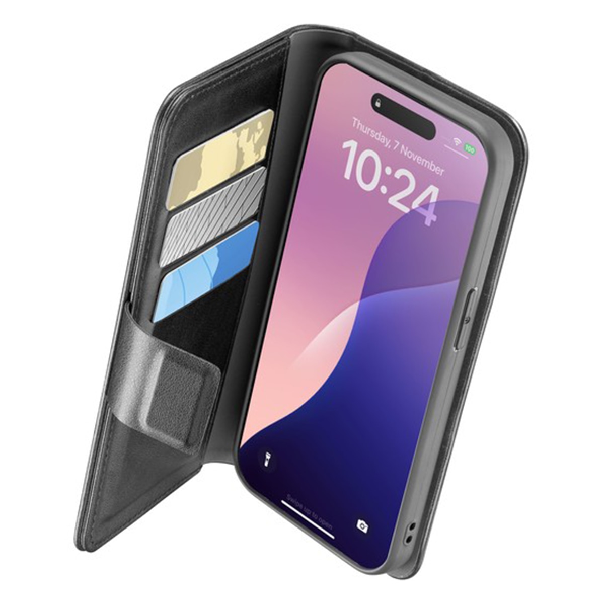 Funda Cellularline Book Agenda 2 para iPhone 16e Negro-1