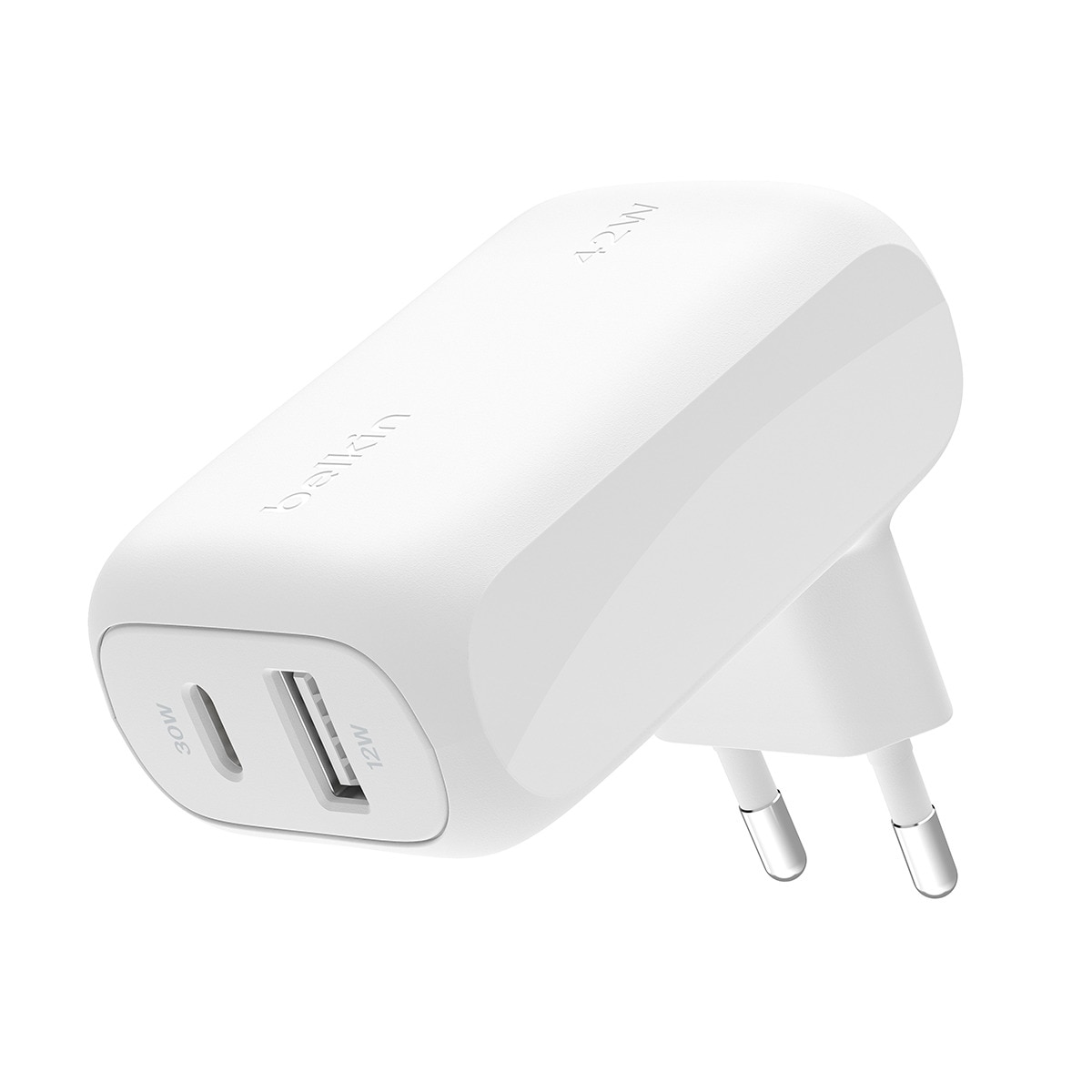 Cargador dual pared Belkin BoostCharge de 42W Blanco-1