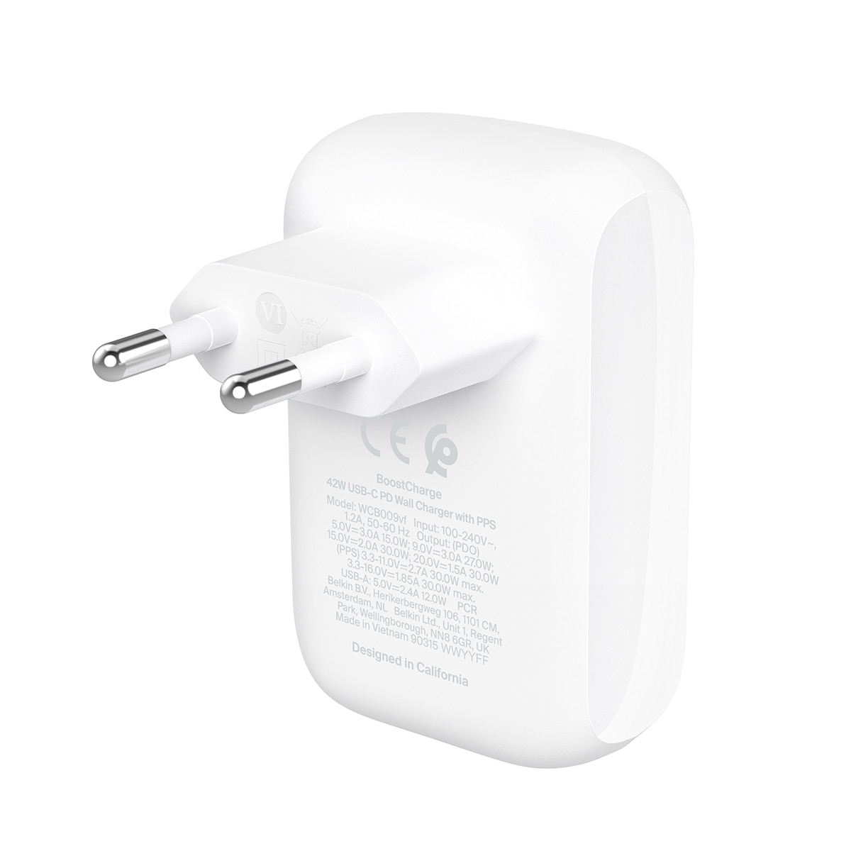 Cargador dual pared Belkin BoostCharge de 42W Blanco-3