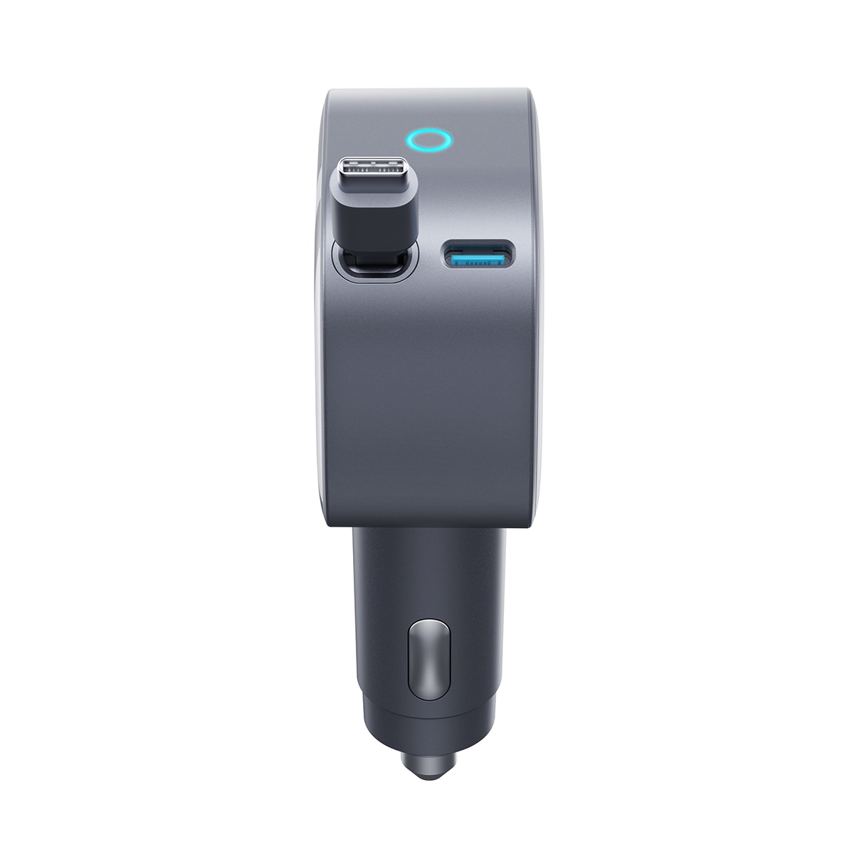 Imagen 2 de Cargador de coche Anker Nano, 75W, Carga rápida, USB-C y Cable retráctil USB-C - Gris Gris