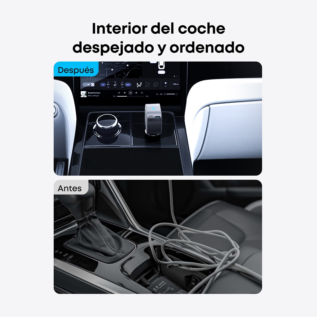 Imagen 6 de Cargador de coche Anker Nano, 75W, Carga rápida, USB-C y Cable retráctil USB-C - Gris Gris
