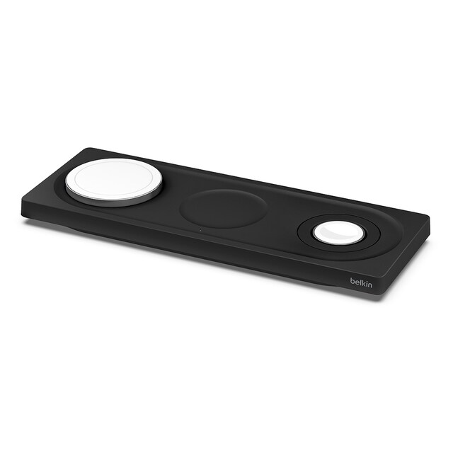 Base de carga inalámbrica Belkin 3 en 1 de 15 W con MagSafe negro
