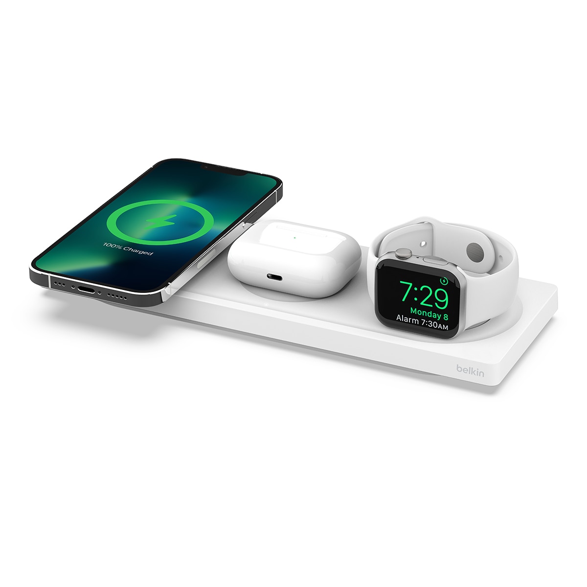 Base de carga inalámbrica Belkin 3 en 1 con MagSafe blanco Blanco-5