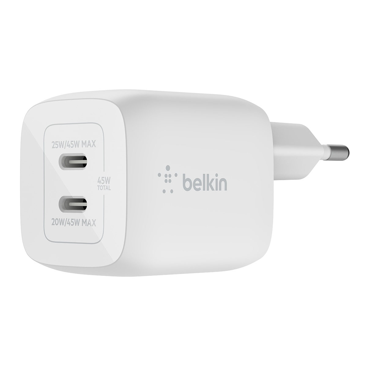 Cargador de pared Belkin USB-C PD de 30 W con PPS blanco Blanco-3