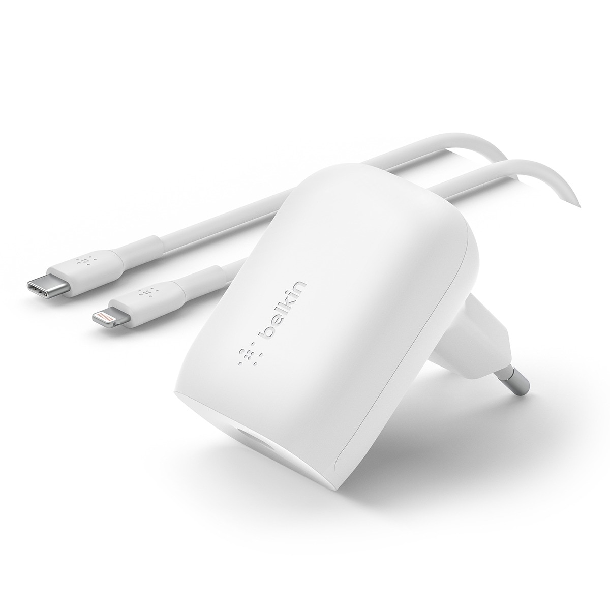 Imagen 0 de Cargador de pared Belkin USB-C PD 3.0 PPS 30 W + cable USB-C con conector Lightning