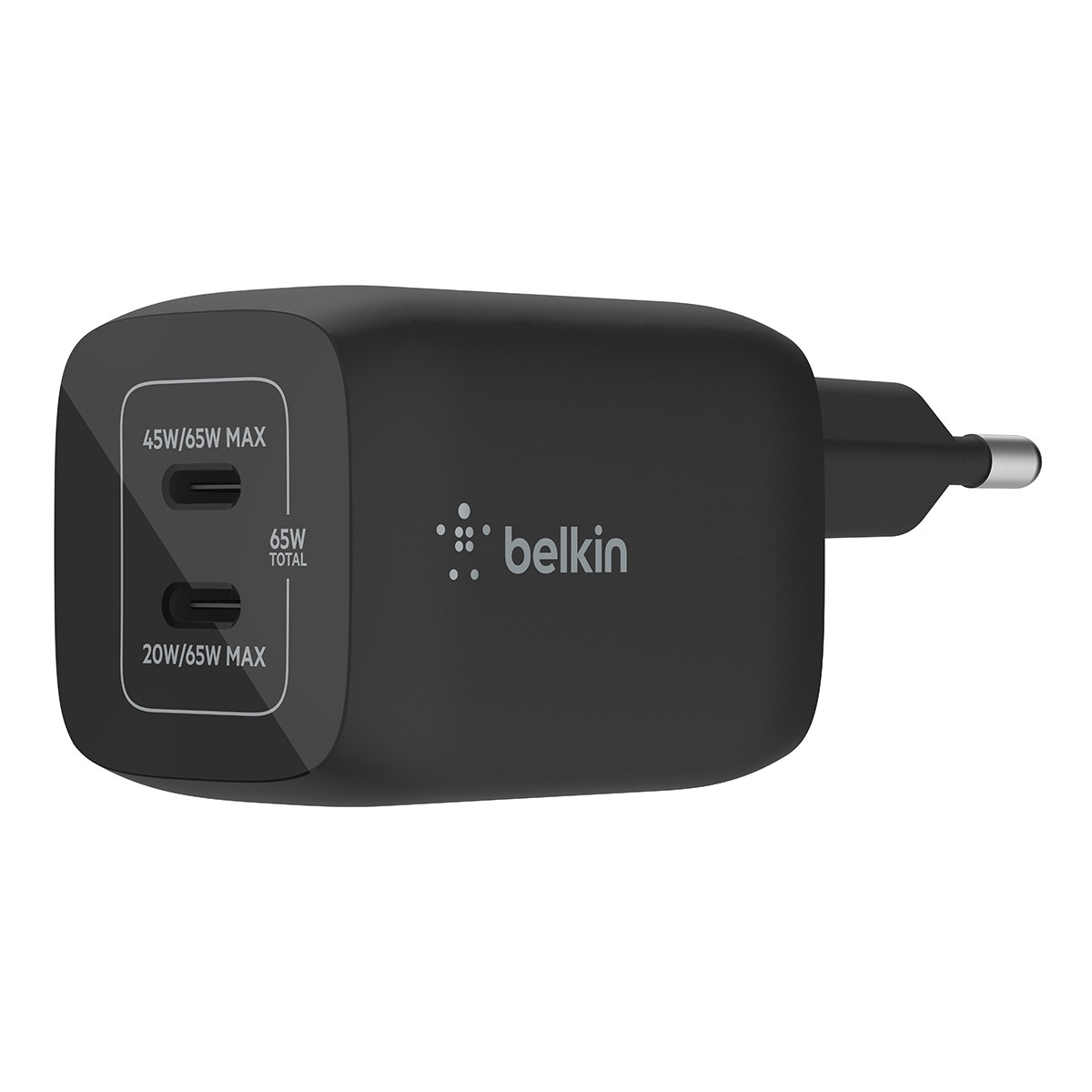 Cargador de pared Belkin USB-C GaN doble con PPS de 65 W Negro-1