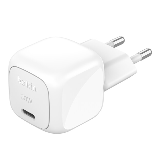 Imagen 0 de Cargador de pared Belkin compacto USB-C de 30 W + cable USB-C con conector Lightning