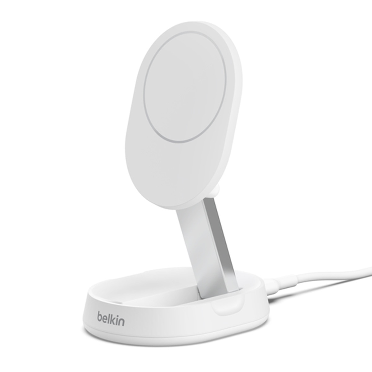 Soporte de carga inalámbrica magnético y convertible con Qi2 Belkin BoostCharge Pro Blanco Blanco-1