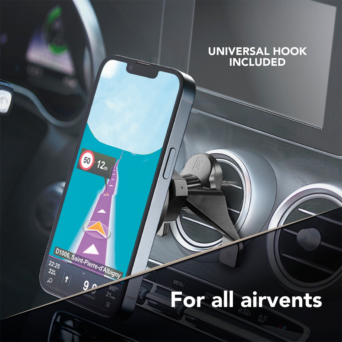 Soporte magnético para coche Cellularline Mag Qi2 Wireless Holder con tecnología Qi2 Negro-6