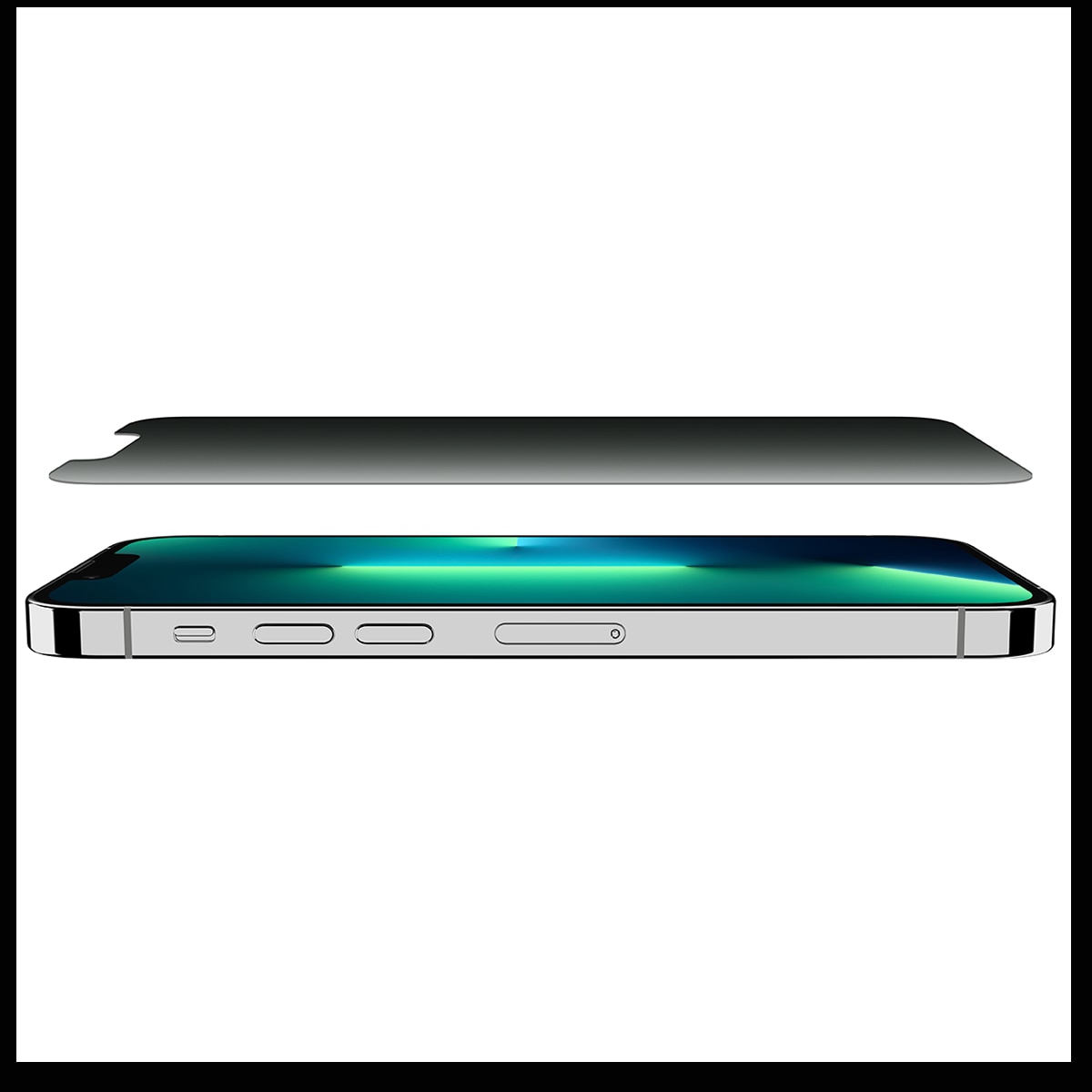 Protector de pantalla de cristal templado Belkin Privacy con revestimiento antimicrobiano para iPhone 14 / 13 / 13 Pro Negro-1