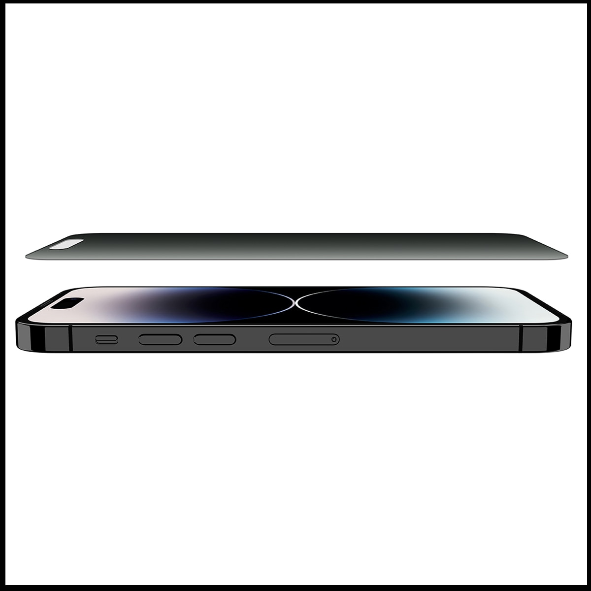 Protector de pantalla de cristal templado Belkin Privacy con revestimiento antimicrobiano para iPhone 14 Pro Negro-2