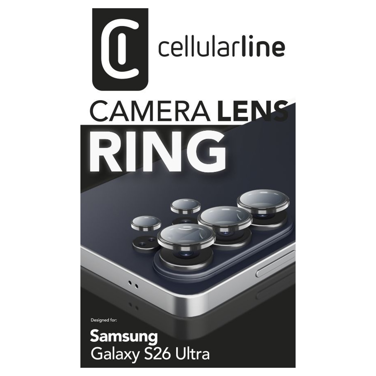 Protección Cellularline Camera Lens Ring para Samsung Galaxy S26 Ultra Transparente-3